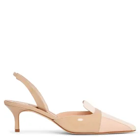 Abusli 50 beige and white sling pumps