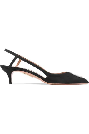   Ana Khouri So Ana crystal-embellished satin slingback pumps