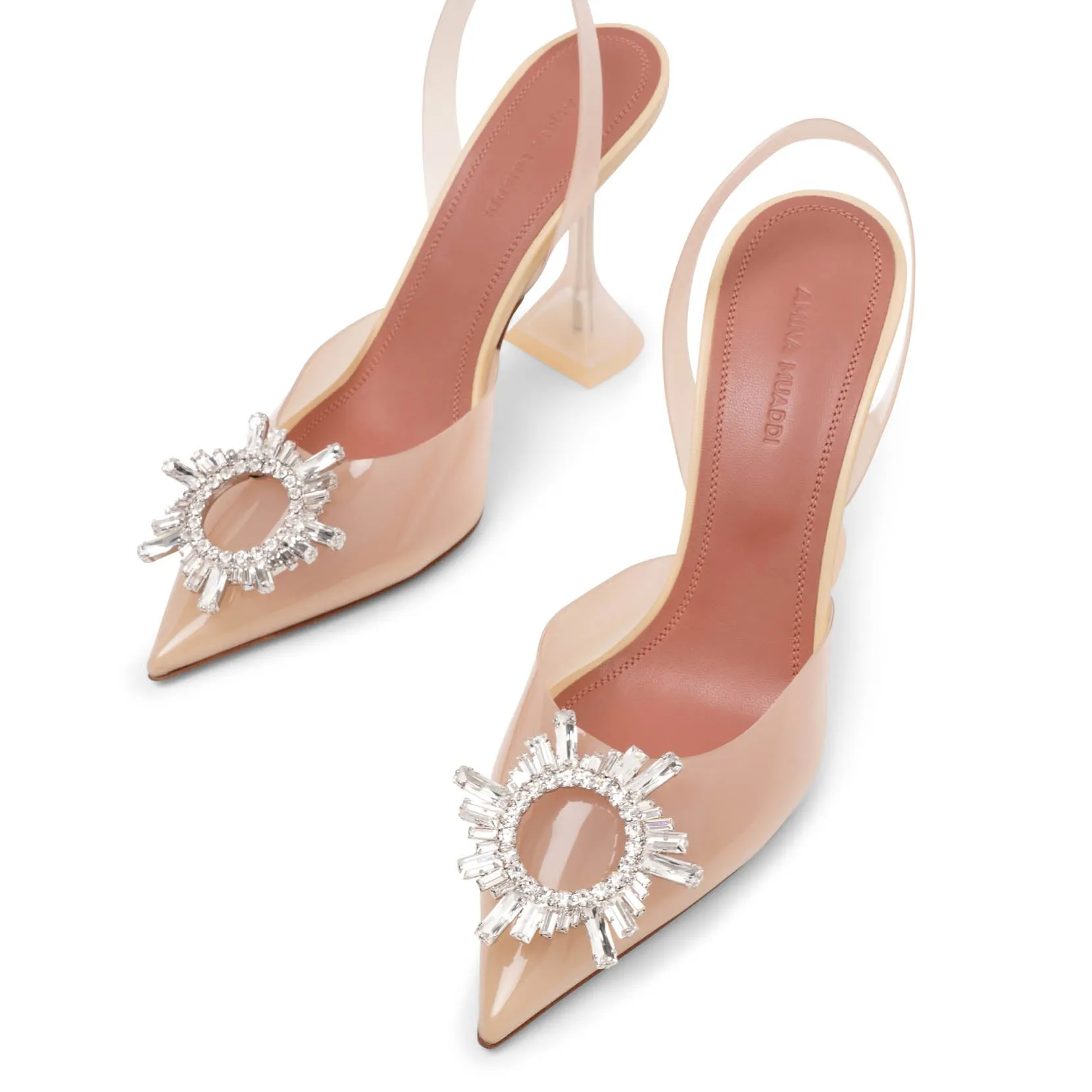 Begum 95 sling crystal embellished PVC vanilla pumps