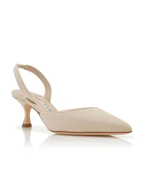Carolyne 50 Suede Slingback Pump in Nude
