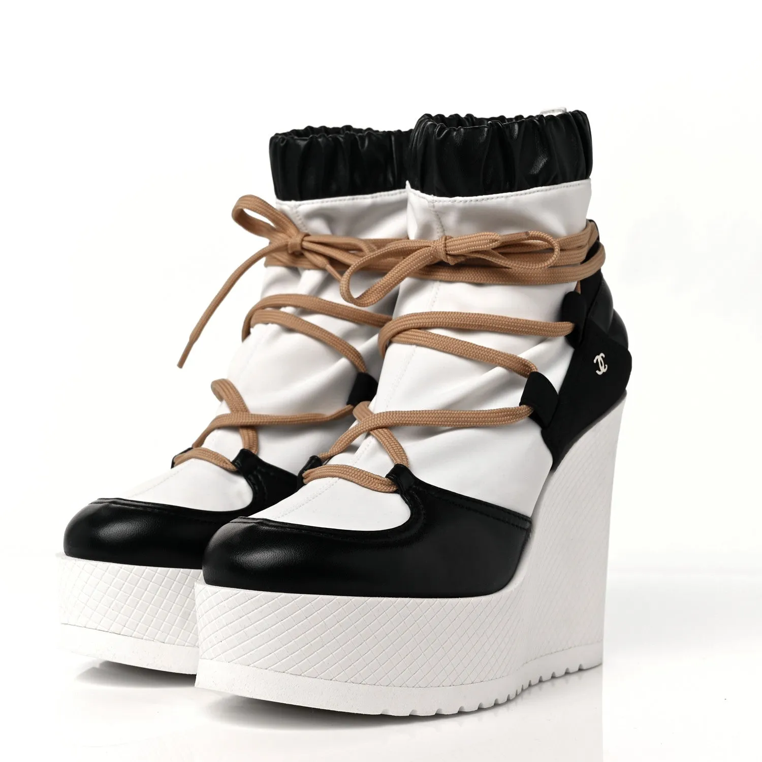CHANEL RUNWAY WEDGE PLATFORM BOOTS