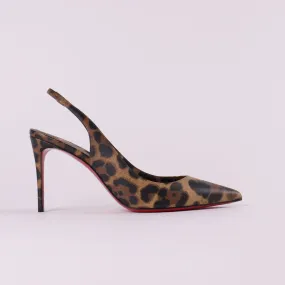 CHRISTIAN LOUBOUTIN Kate Sling 85 Leopard-print Leather Slingback Pumps