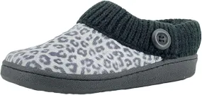 Clarks Scuff Grey Leopard Knit Slip On Rounded Closed Toe Slipper Mule