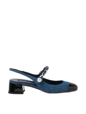 Denim Slingback Pumps