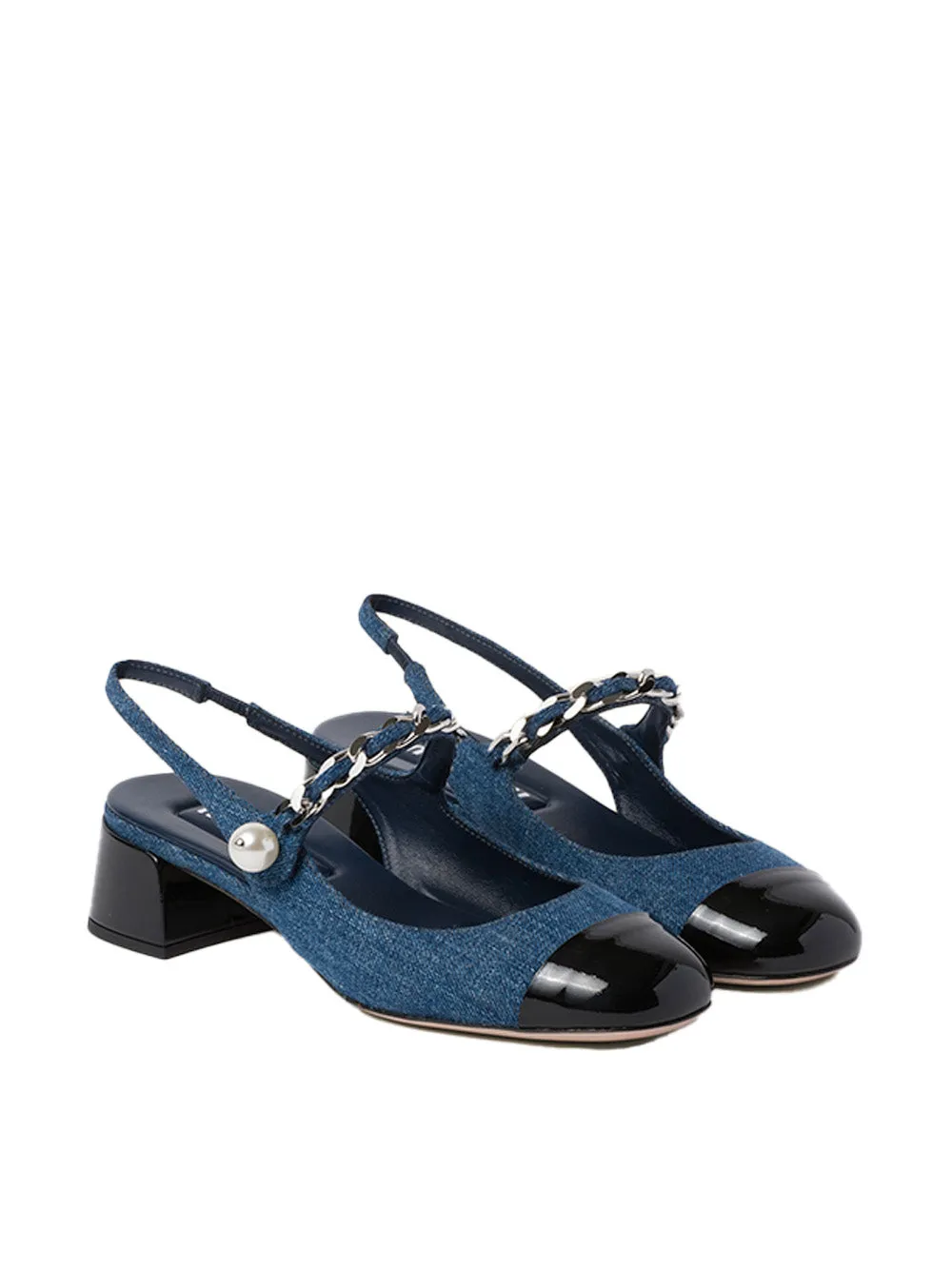 Denim Slingback Pumps