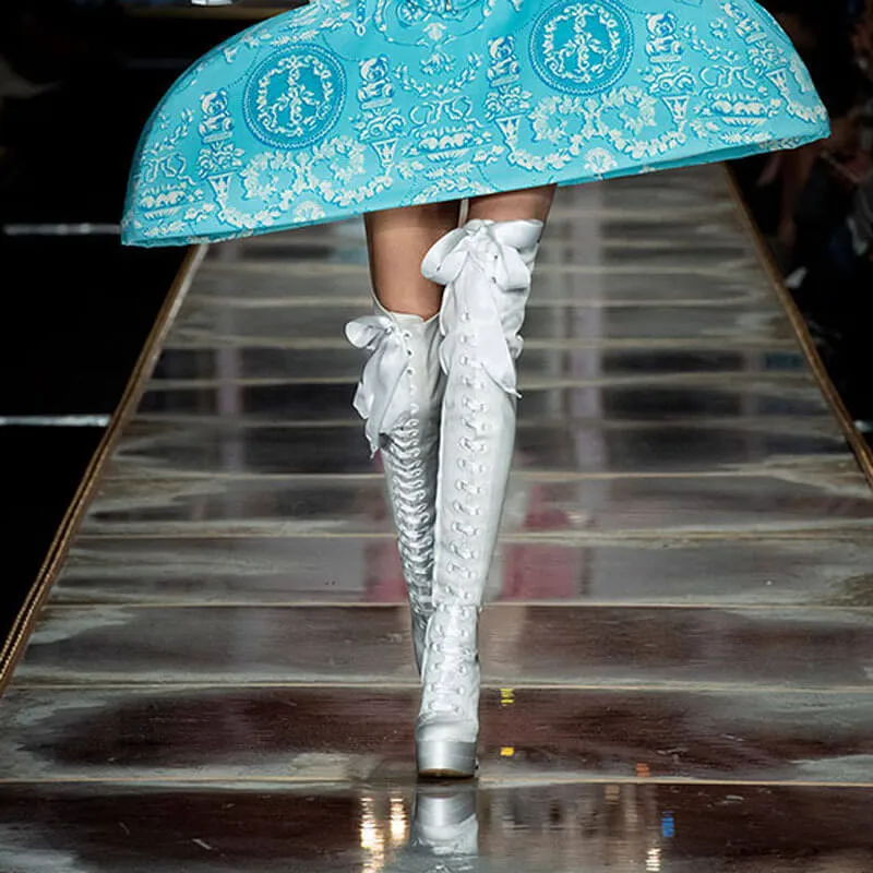Fashion Bright Color Strap Platform High Heel Over Knee Boots
