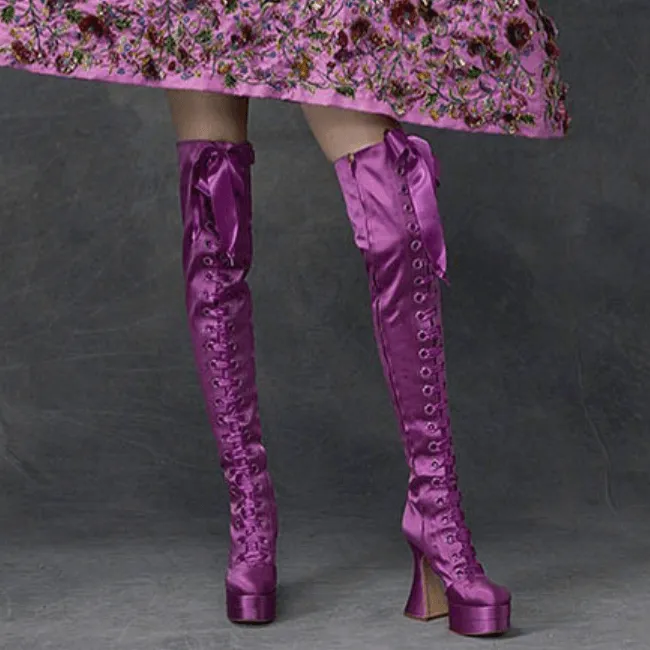 Fashion Bright Color Strap Platform High Heel Over Knee Boots