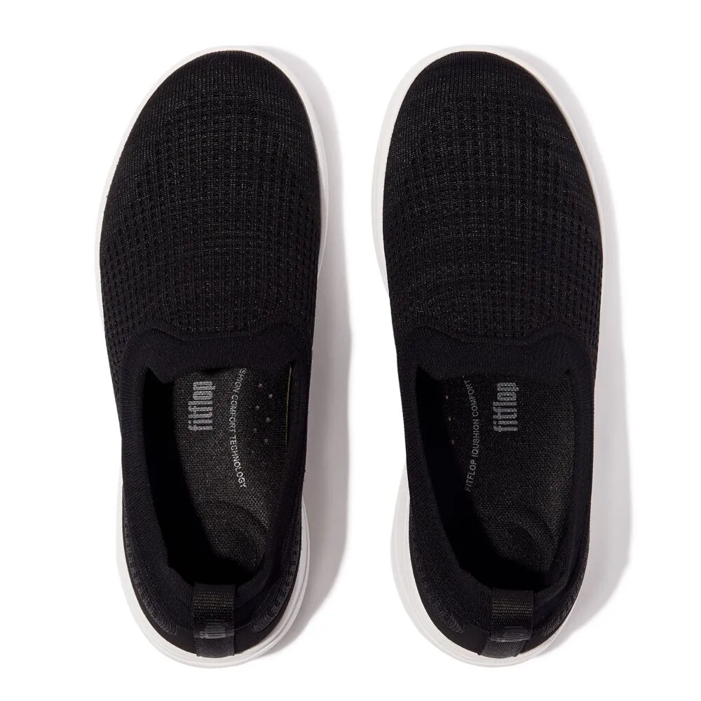 FitFlop Super-Q Knit Slip On Shoes - Black