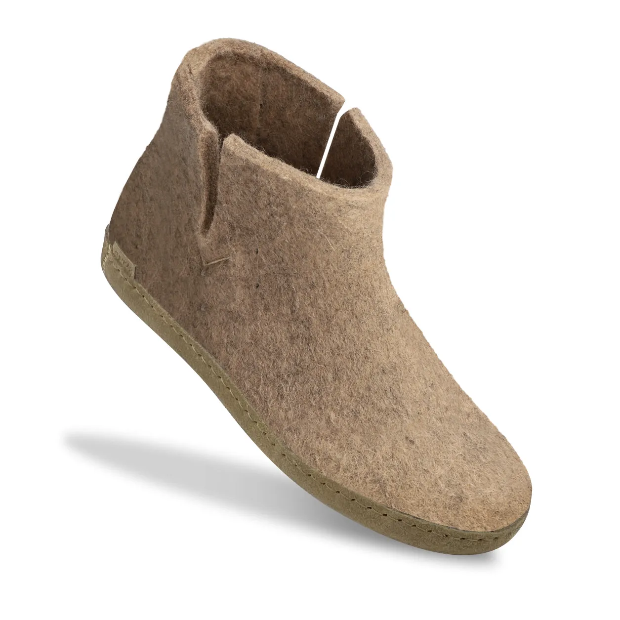 Glerups Felted NZ Wool Boot with Leather Sole - Sand