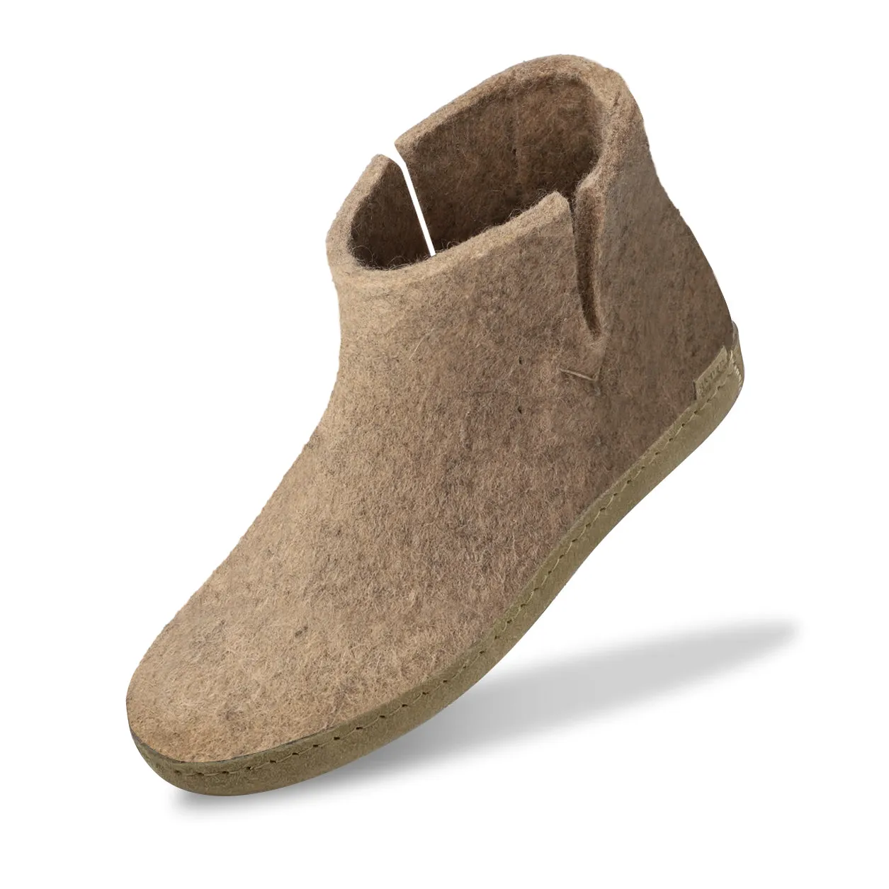 Glerups Felted NZ Wool Boot with Leather Sole - Sand