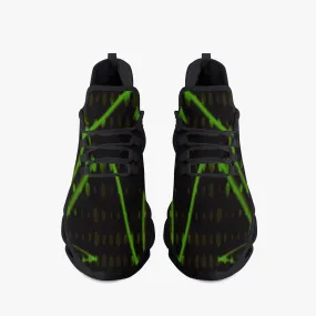 Green Laser Mesh Knit Bounce Sneakers - Black Designed By Zabradaz