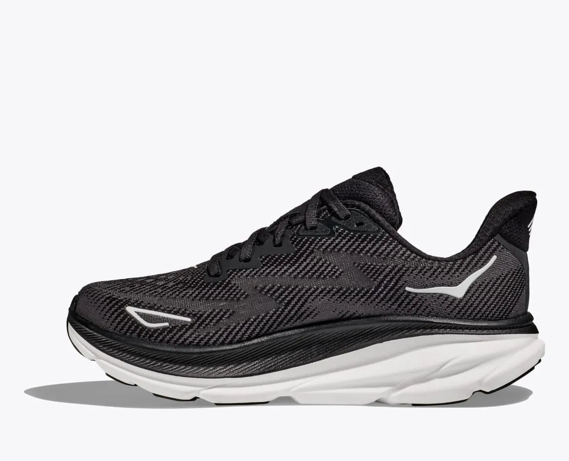 Hoka Women's Clifton 9 Running Shoes Black / White