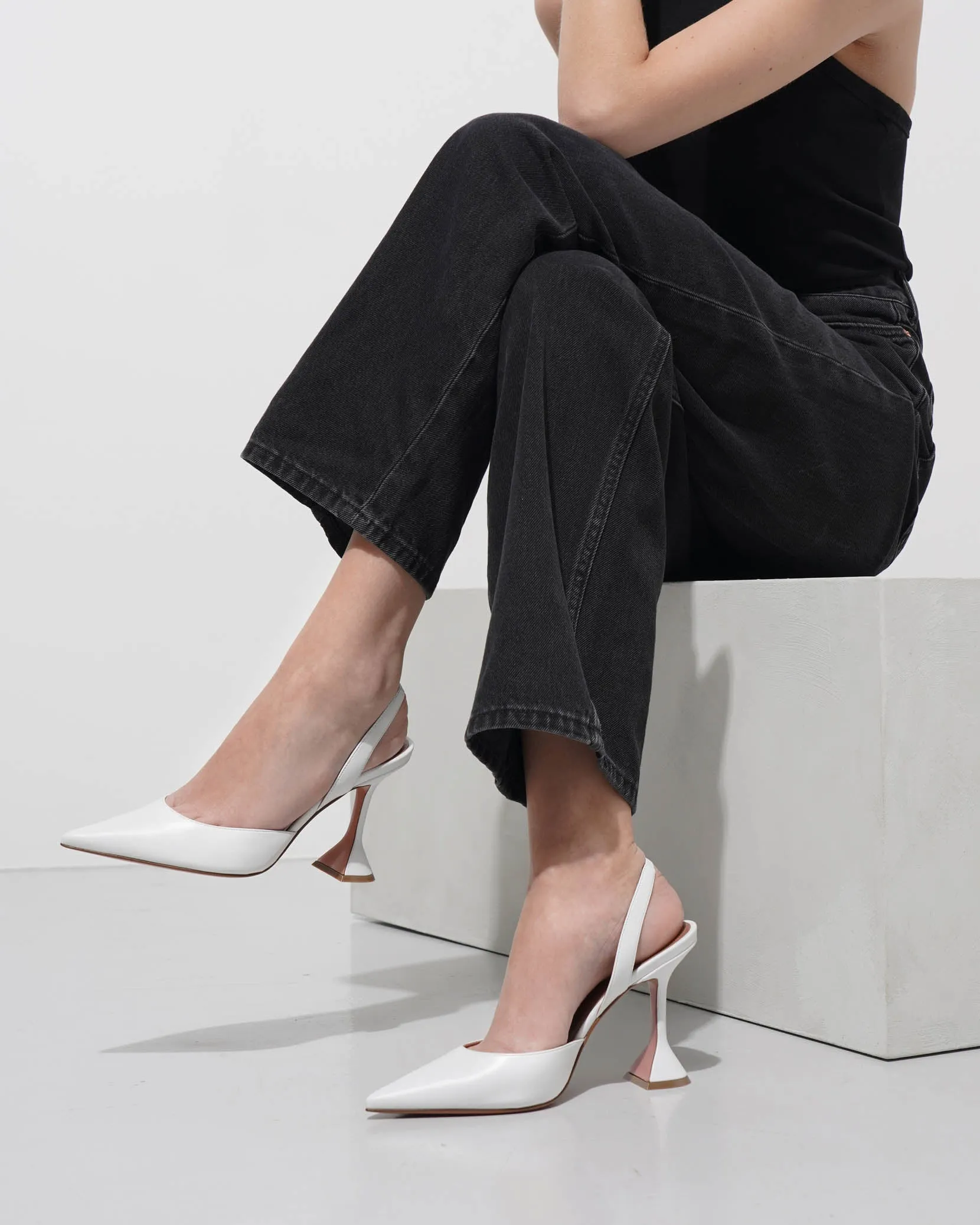 Holli sling 95 white nappa pumps