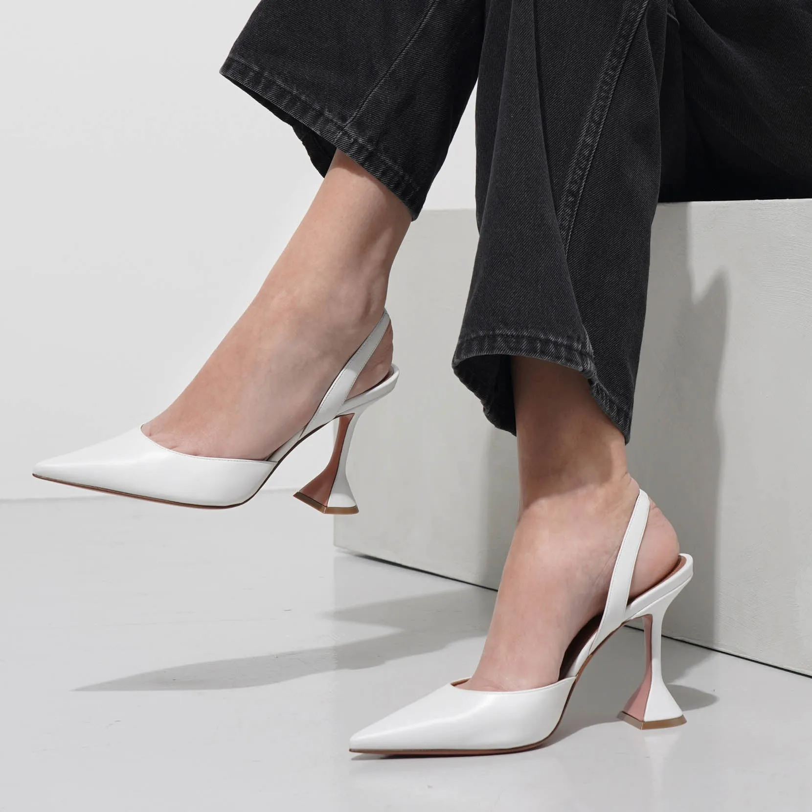 Holli sling 95 white nappa pumps
