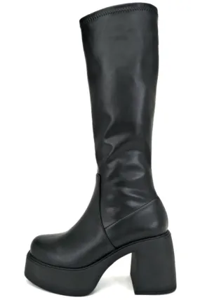 Jezzi Black Tall Platform Boot
