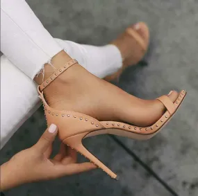 Josie Riveted Strap Sandals - 2 Colors
