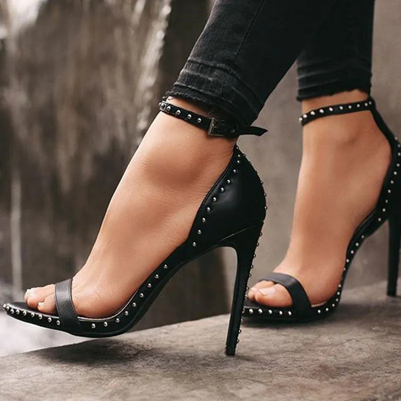 Josie Riveted Strap Sandals - 2 Colors