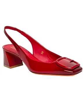 Lemon Slingback Low Block Heel in Red