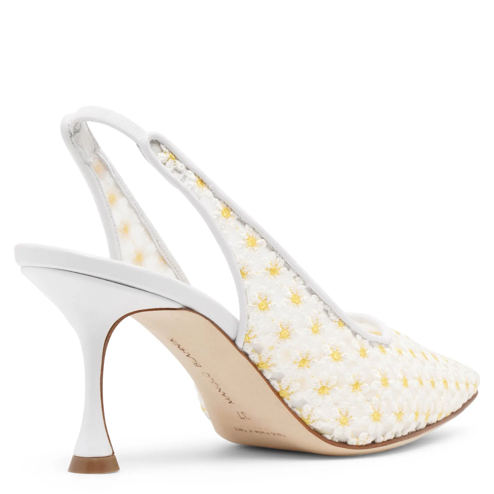 Margolina 70 daisy white mesh slingbacks