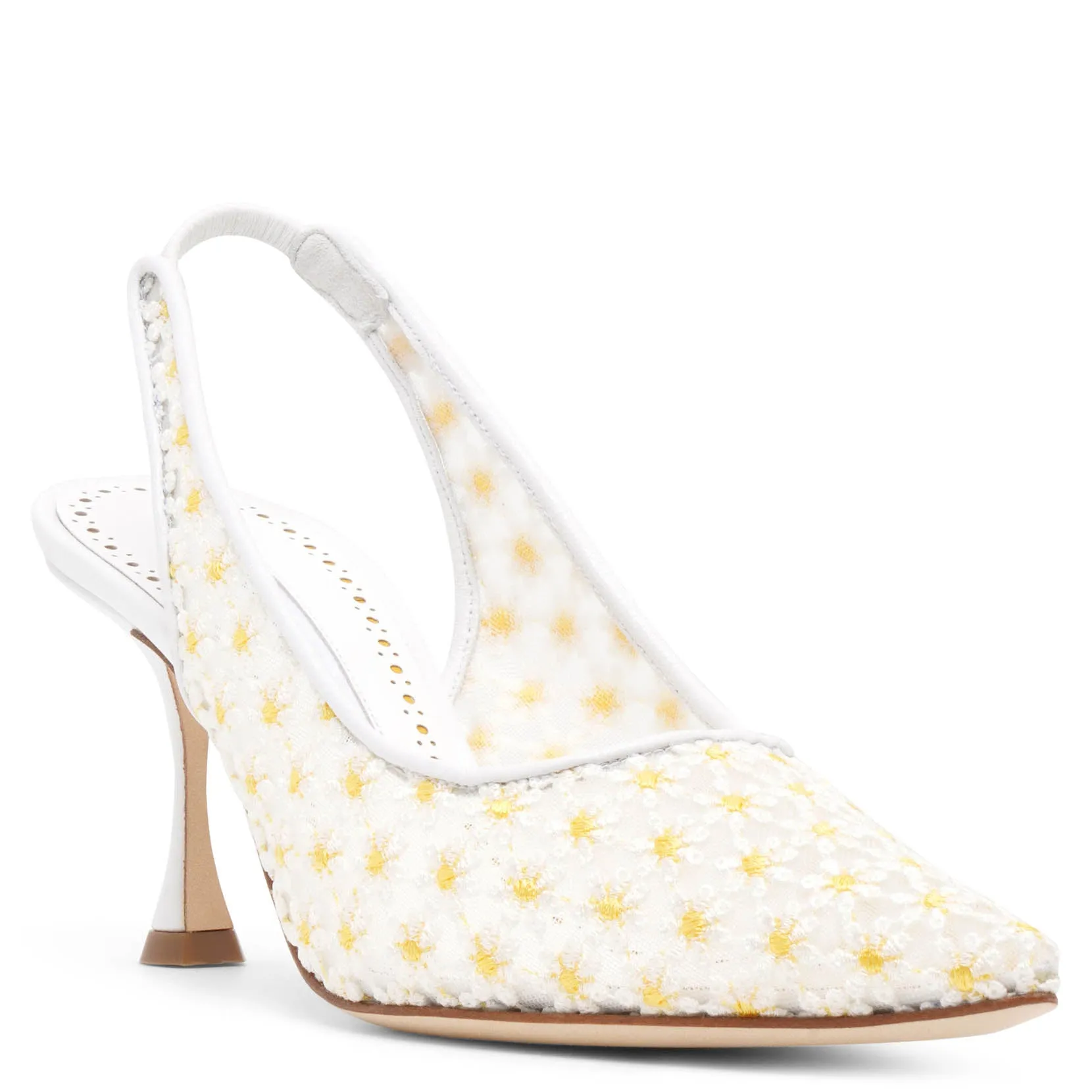 Margolina 70 daisy white mesh slingbacks