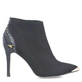 MB 22555 Black Suede & Croc Print Ankle Boots
