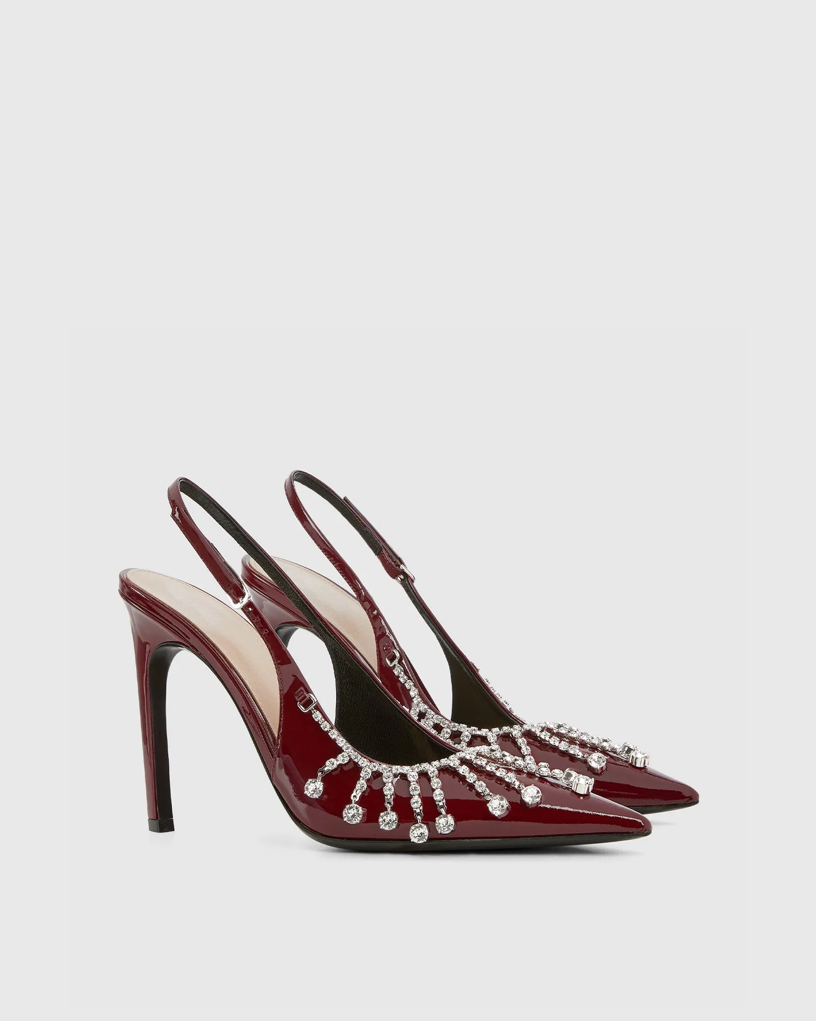 Michela Diamond Fringe Slingback Pumps In Red