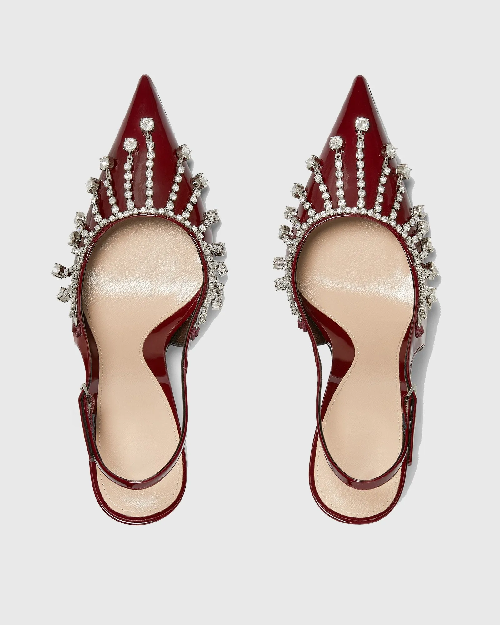 Michela Diamond Fringe Slingback Pumps In Red