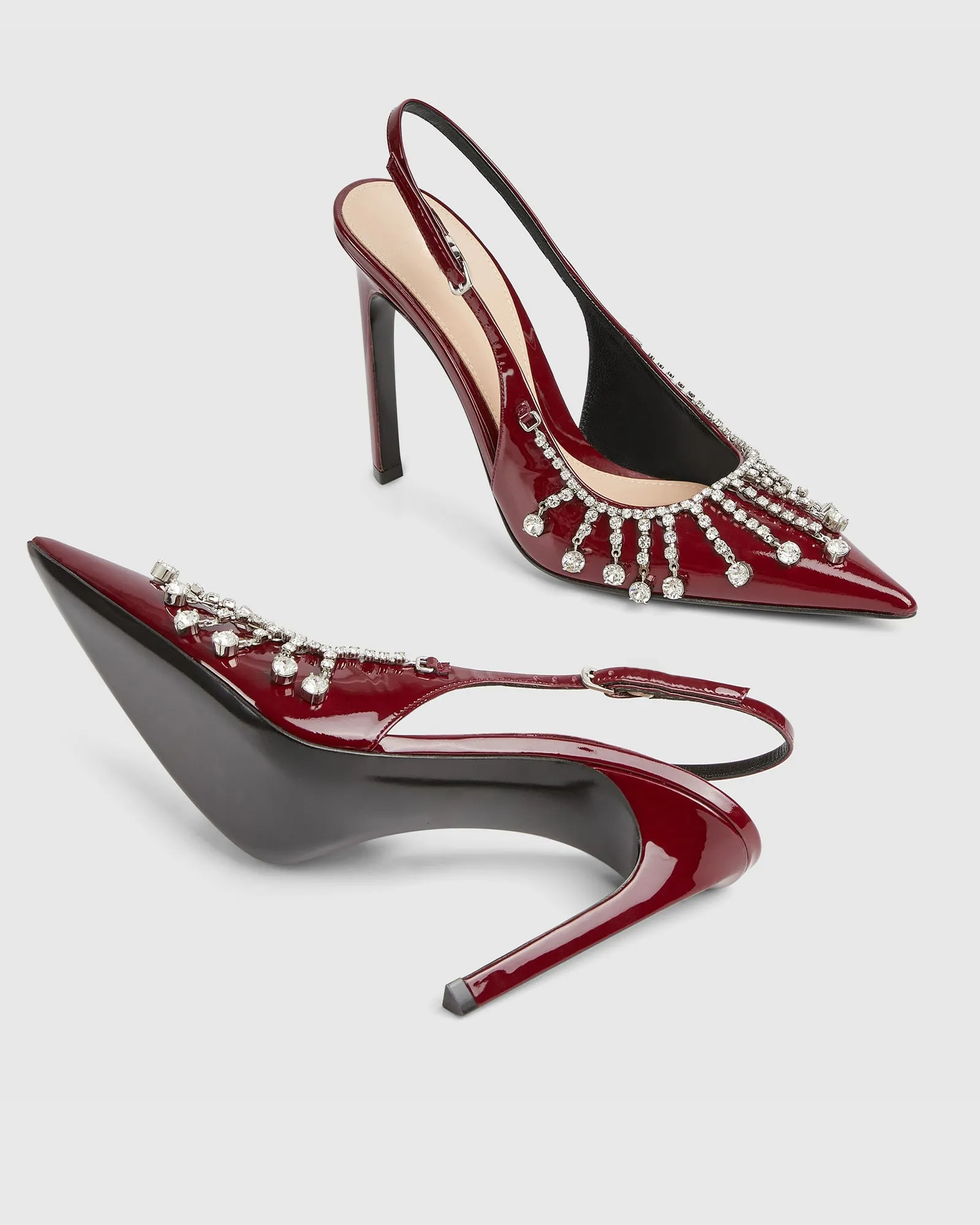 Michela Diamond Fringe Slingback Pumps In Red