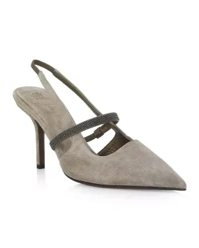 Monili Strap Slingback Pump in Light Grey
