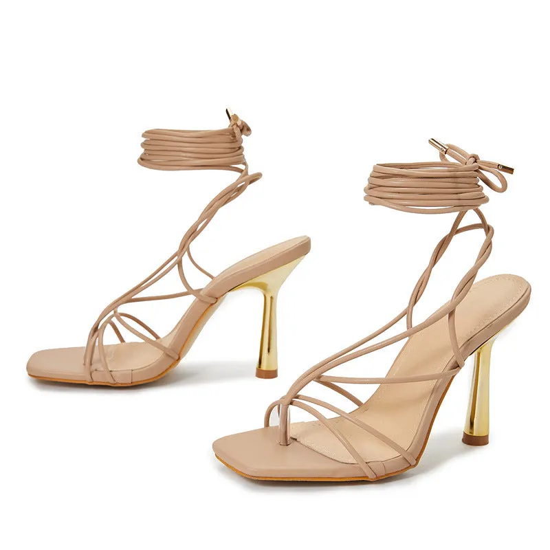 New Stylish Toe Strap Wide Straps for Plus Size Women High Heel Sandals