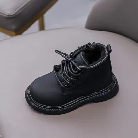 Simple Pure Color Girls Snow Boots Super Warm Thicken Plush Inner Handsome Kids Boy Platform Shoes