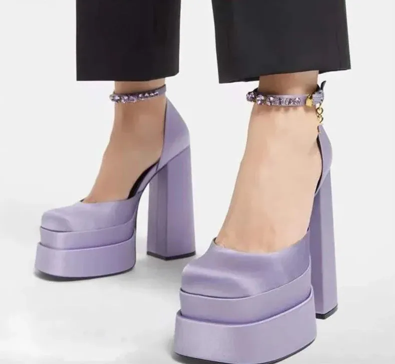Square Toe Platform Party High Heels