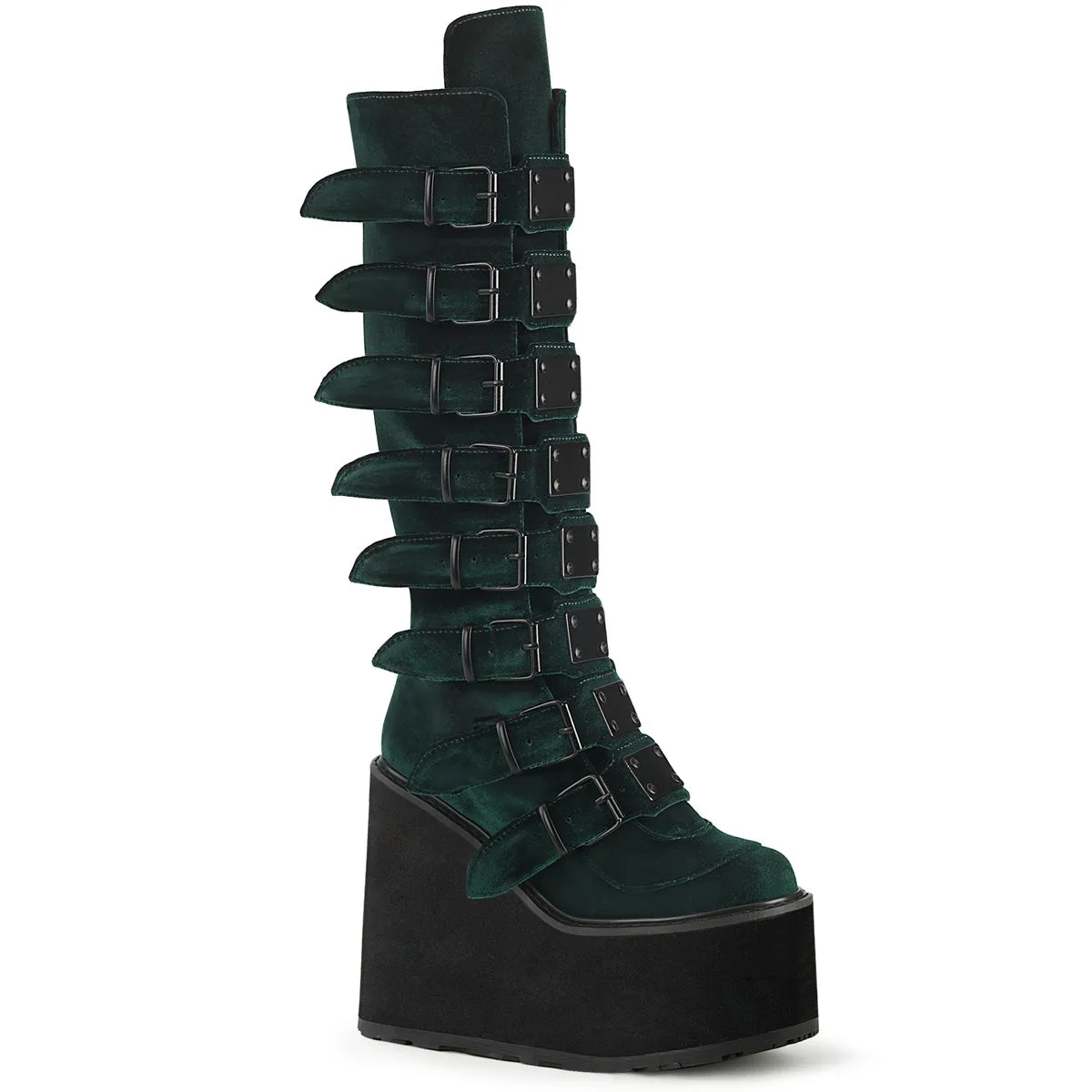 Swing 815 Emerald Green Velvet Platform Knee Boots