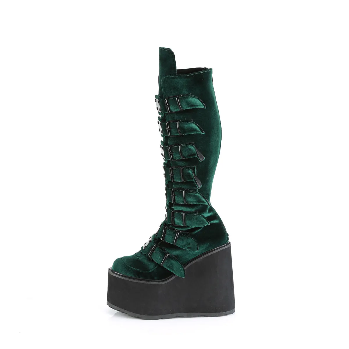 Swing 815 Emerald Green Velvet Platform Knee Boots