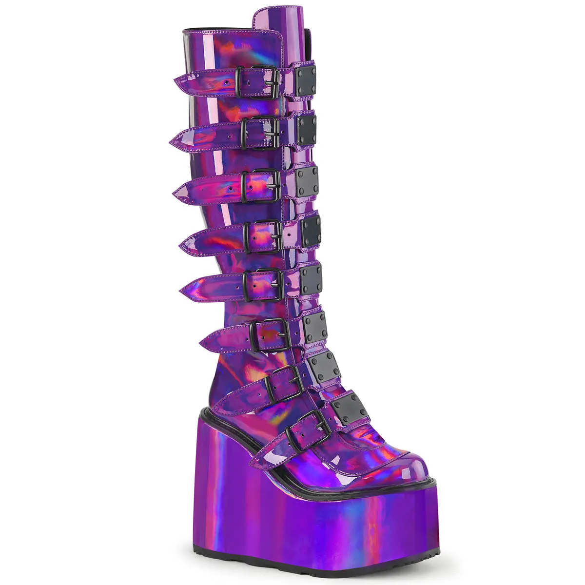 Swing 815 Purple Hologram Platform Knee Boots