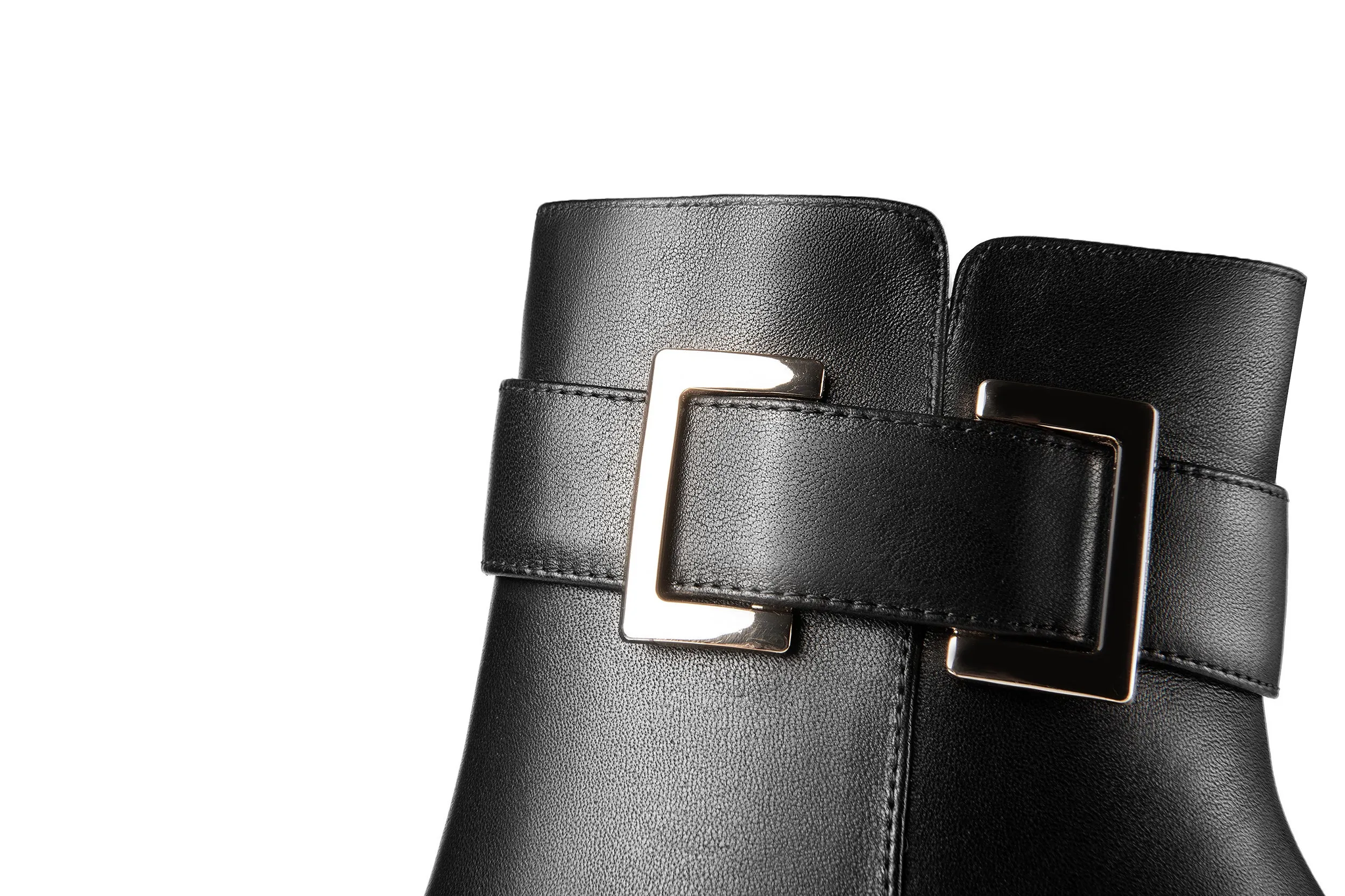 TinaCus Genuine Leather Women's Handmade Side Zip Up Modern Buckle High Heel Pointed Toe Ankle Booties