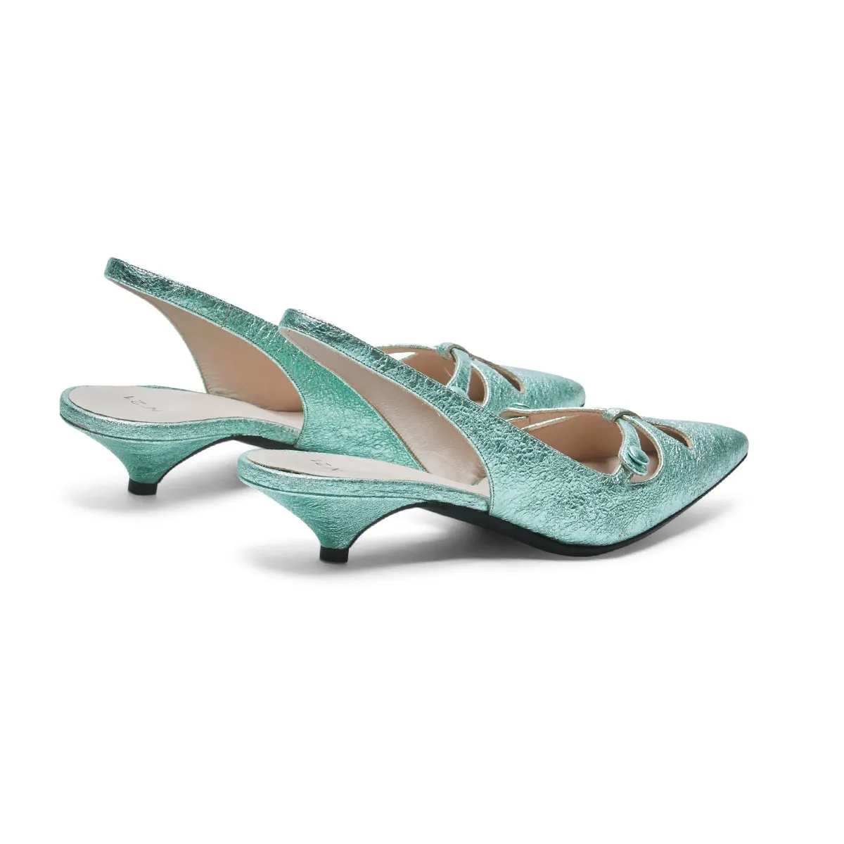 Volcano Metallic Leather Slingback Pumps