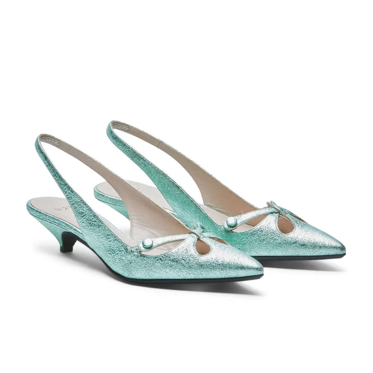 Volcano Metallic Leather Slingback Pumps