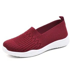 Women Flats Knitted Breathable Comfort Pull On Walking Shoes