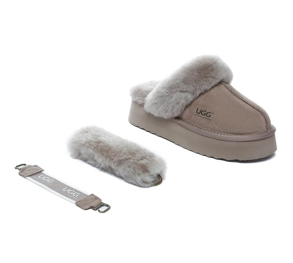 Women Removable Wool Strap Slingback Platform Slippers Musa