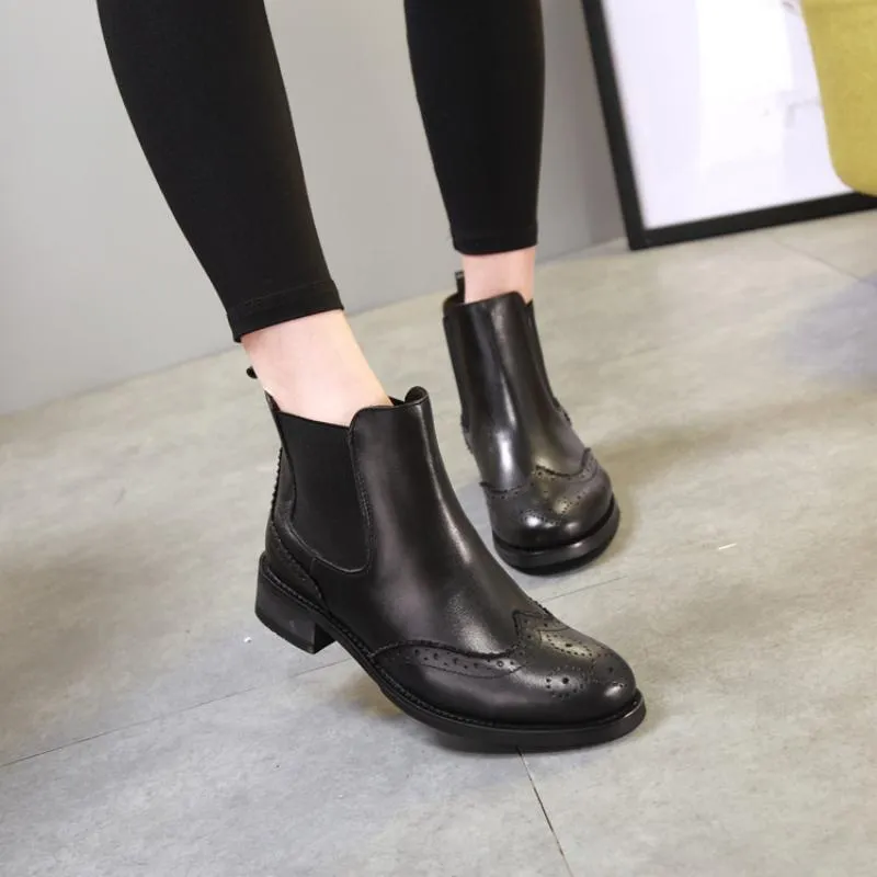Women's Casual Genuine Leather Ankle Boots