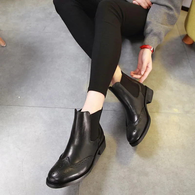 Women's Casual Genuine Leather Ankle Boots