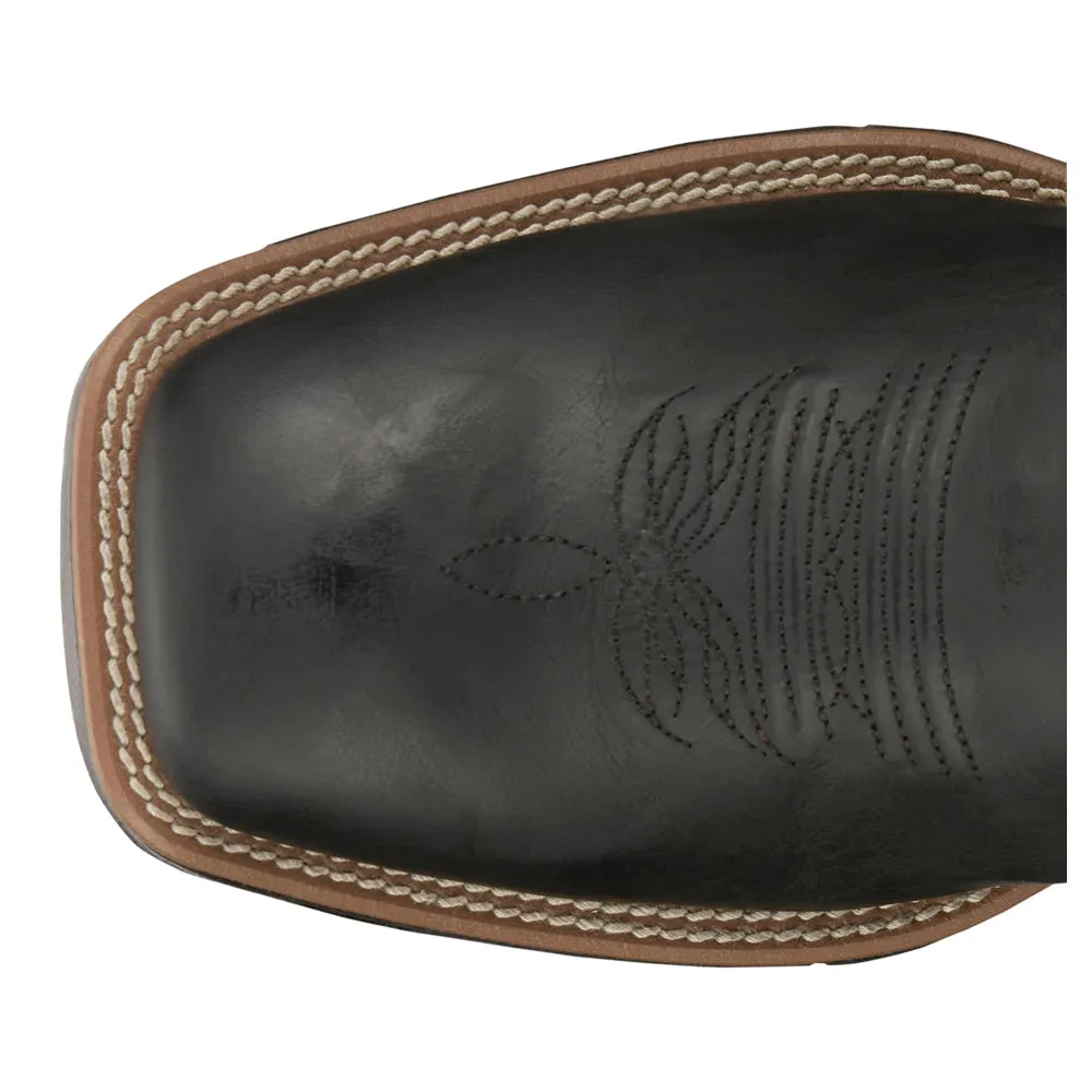 Zeke Wide Embroidered Square Toe Cowboy Boots