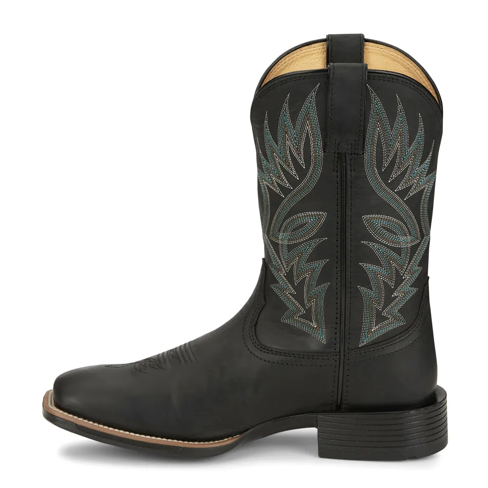 Zeke Wide Embroidered Square Toe Cowboy Boots